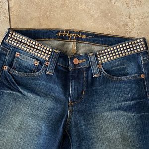 Women's Blue Boot Cut Jeans Y2K studded